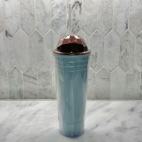 Vintage 2012 Starbucks Venti Cold Cup Copper Dome Lid Prism With Straw Tumbler - Picture 2 of 6